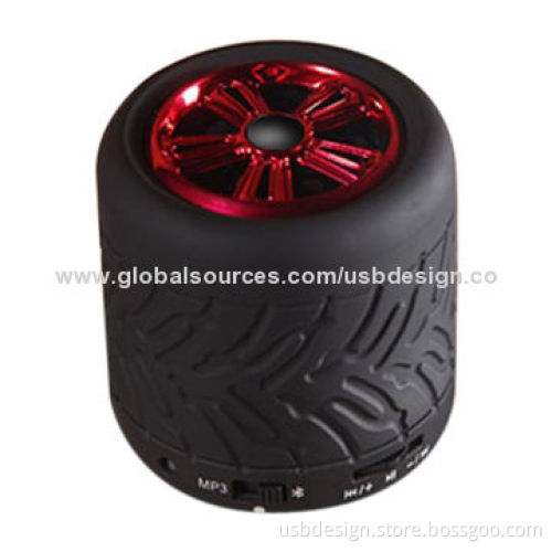 Hot Christmas Gift Black Computer Tire-shaped Speaker for MP3 Players, Measures 61*61mm